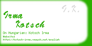 irma kotsch business card
